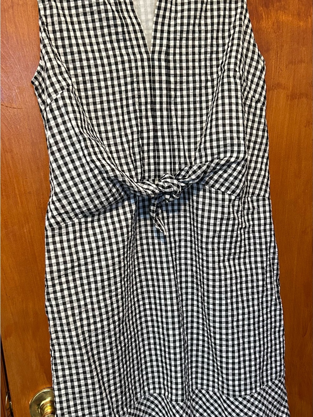 Vineyard Vines Black and White Gingham Tie-Front Mini Dress